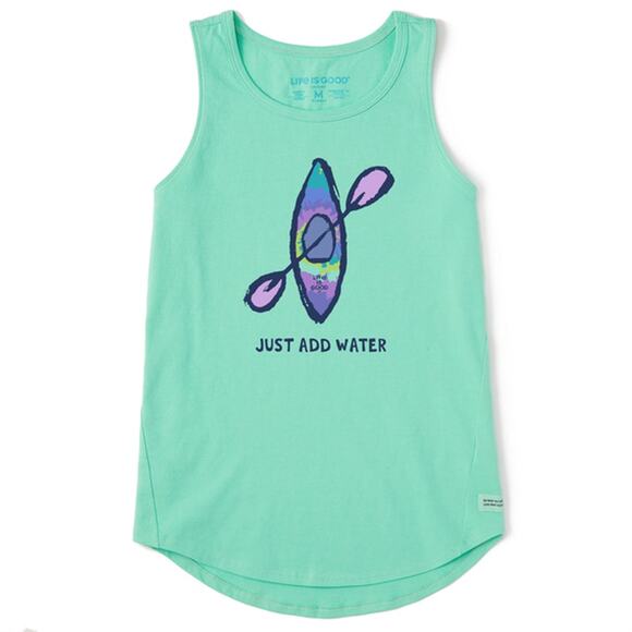 Life Is Good Crusher Tank Top XXL Tie Dye Just Add Water Kayak Sleeveless Green - Picture 1 of 8
